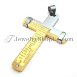 Elegante Colgante De Cruz De Titanio Dorado Con Diamantes De Imitación