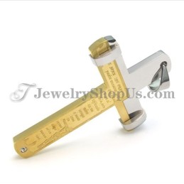 Elegante Colgante De Cruz De Titanio Dorado Con Diamantes De Imitación