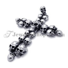 Colgante De Titanio Con Cruz De Calaveras De Moda