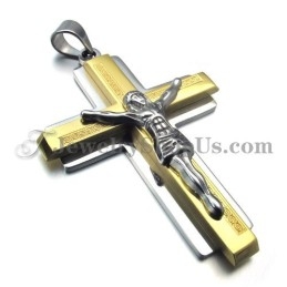 Colgante De Cruz De Jesús De Titanio Y Oro De Moda