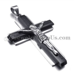 Colgante De Cruz De Jesús De Titanio Negro De Moda