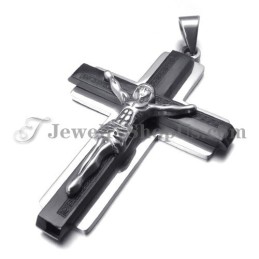 Colgante De Cruz De Jesús De Titanio Negro De Moda