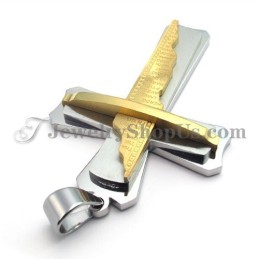 Hermoso Colgante De Cruz De Titanio Dorado