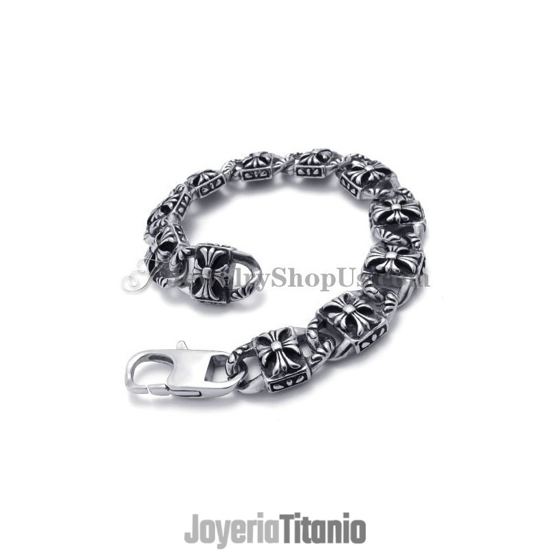 Pulsera De Titanio Con Cruz De Moda