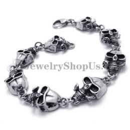Elegante Pulsera De Calaveras De Titanio