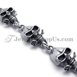 Elegante Pulsera De Calaveras De Titanio