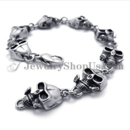 Elegante Pulsera De Calaveras De Titanio
