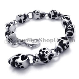 Preciosa Pulsera De Calaveras De Titanio