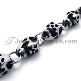 Preciosa Pulsera De Calaveras De Titanio