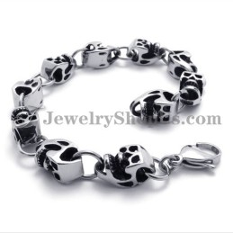 Preciosa Pulsera De Calaveras De Titanio