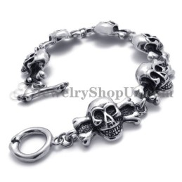 Pulsera De Calaveras De Titanio De Moda