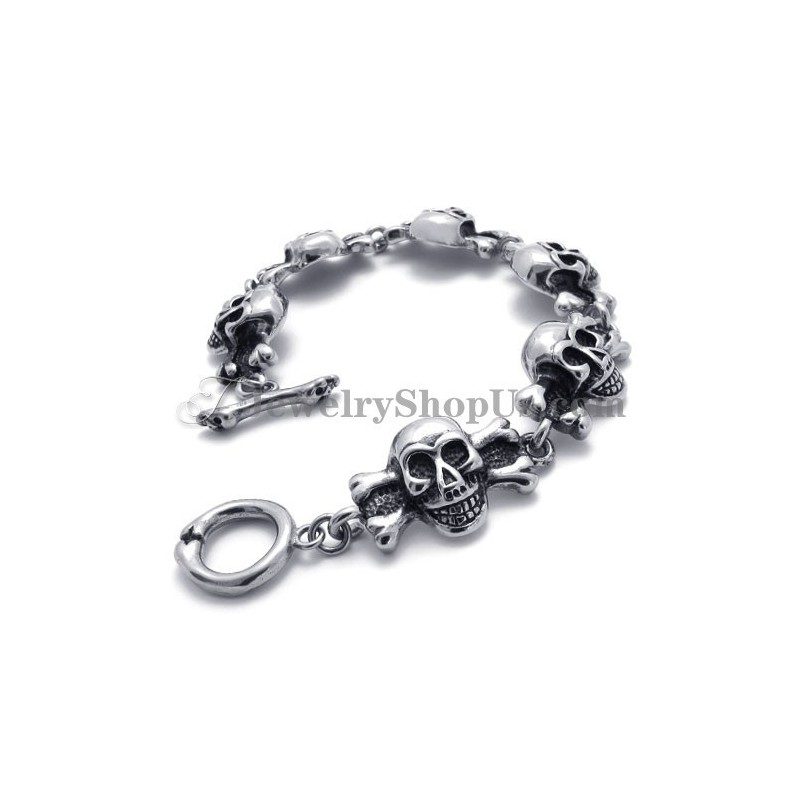 Pulsera De Calaveras De Titanio De Moda