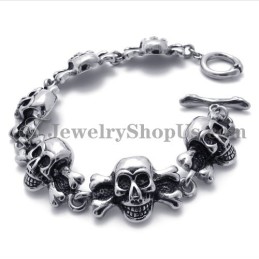 Pulsera De Calaveras De Titanio De Moda