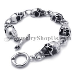 Pulsera De Titanio Con Calaveras De Moda