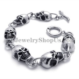 Pulsera De Titanio Con Calaveras De Moda