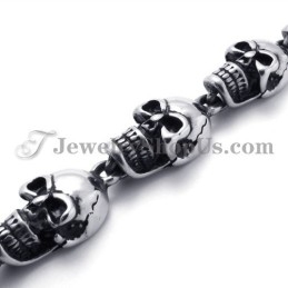 Elegante Pulsera De Titanio Con Calaveras