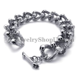Pulsera De Calaveras De Titanio De Moda