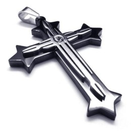 Collar Con Colgante De Cruz De Titanio Puro Negro Para Hombre (Nuevo)