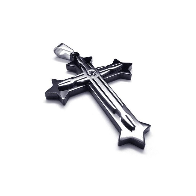 Collar Con Colgante De Cruz De Titanio Puro Negro Para Hombre (Nuevo)