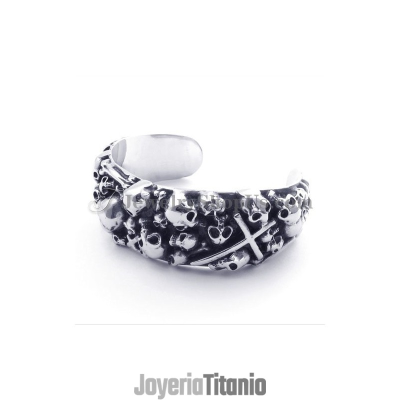 Pulsera De Calaveras De Titanio Pulsera De Calaveras De Titanio