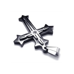 Collar Con Colgante De Cruz De Titanio Puro Negro Para Hombre (Nuevo)