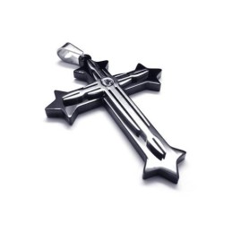 Collar Con Colgante De Cruz De Titanio Puro Negro Para Hombre (Nuevo)