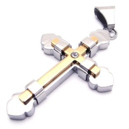Collar Con Colgante De Cruz De Titanio Puro Dorado Para Hombre (Nuevo)