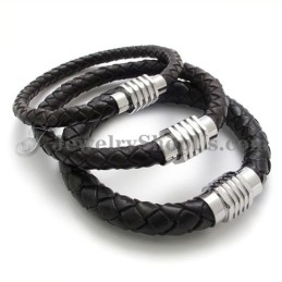 Pulsera De Titanio De Moda Con Cuero