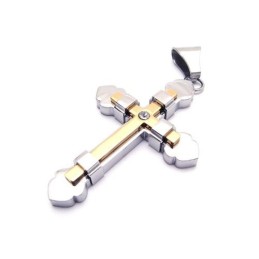 Collar Con Colgante De Cruz De Titanio Puro Dorado Para Hombre (Nuevo)