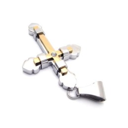 Collar Con Colgante De Cruz De Titanio Puro Dorado Para Hombre (Nuevo)