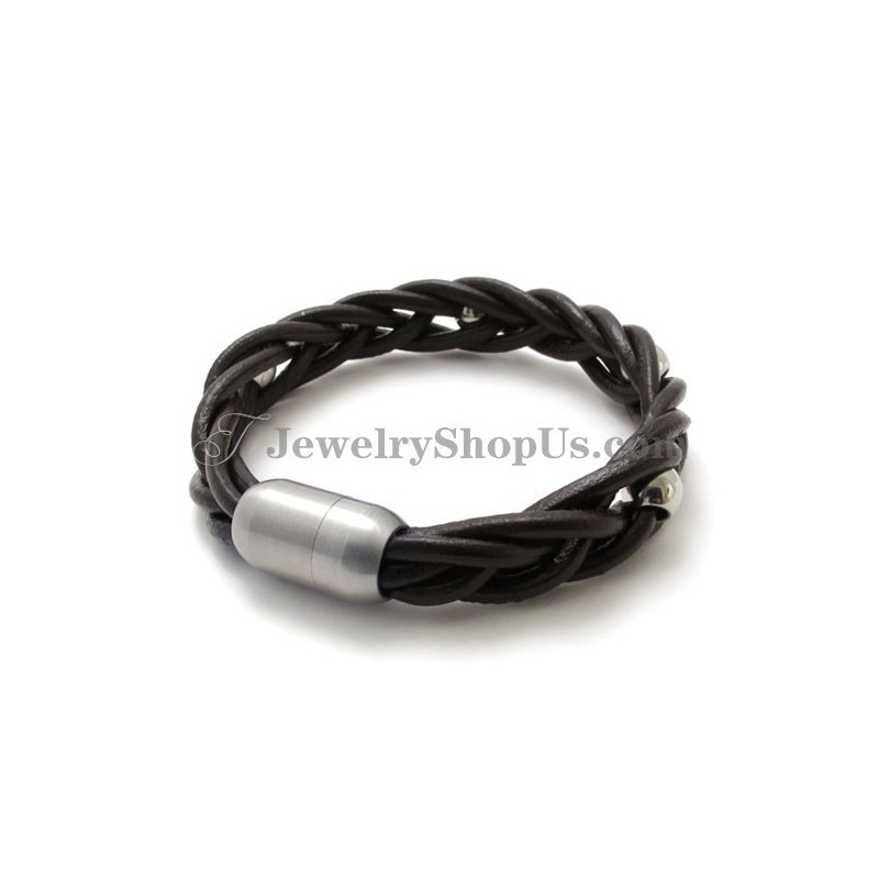 Pulsera De Cuero Y Titanio De Moda Pulsera De Cuero Y Titanio De Moda