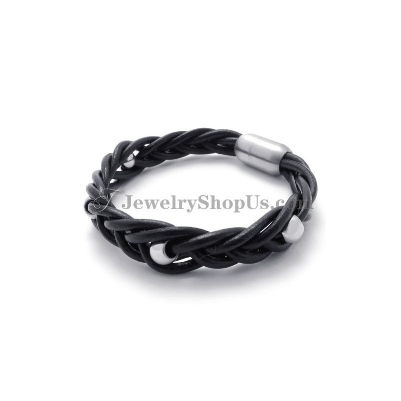 Pulsera De Cuero De Moda Con Titanio