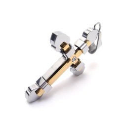 Collar Con Colgante De Cruz De Titanio Puro Dorado Para Hombre (Nuevo)