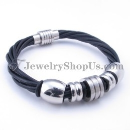 Pulsera De Cuero Y Titanio
