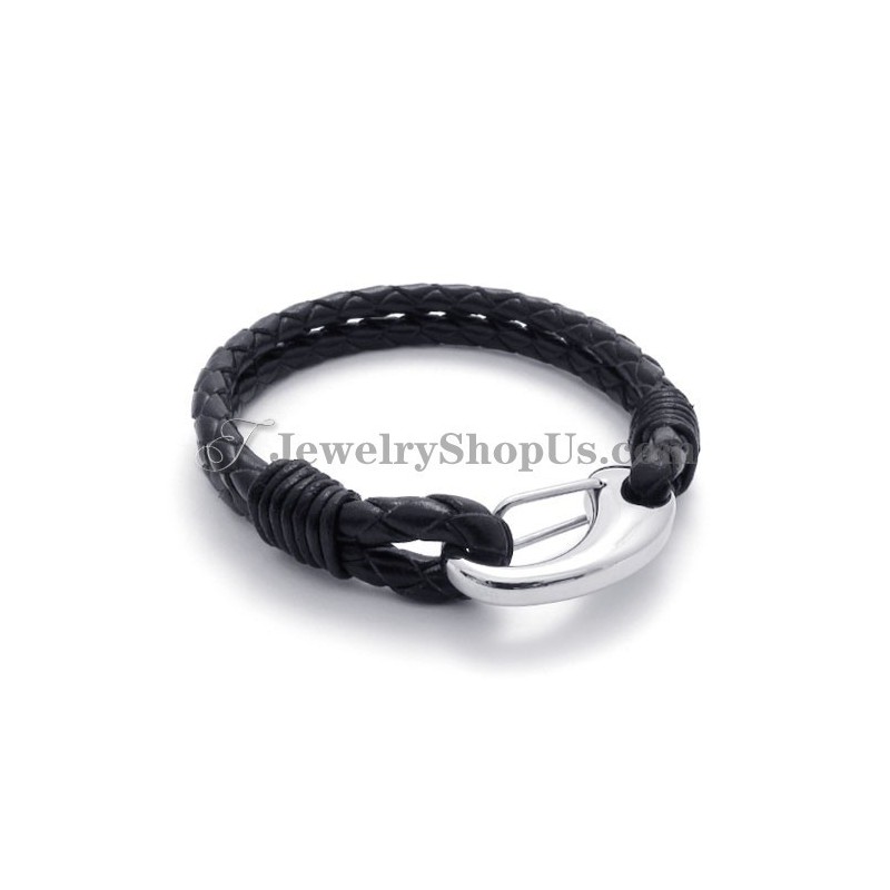 Elegante Pulsera De Cuero De Titanio