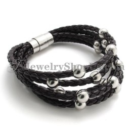 Pulsera De Cuero Marrón De Moda Con Titanio
