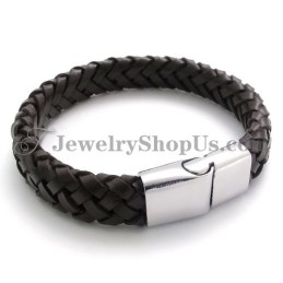 Preciosa Pulsera De Cuero Y Titanio