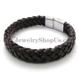 Preciosa Pulsera De Cuero Y Titanio