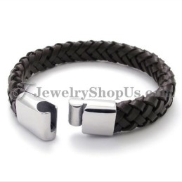 Preciosa Pulsera De Cuero Y Titanio