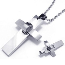 Collar Con Colgante De Cruz De Titanio Puro Y Plata Para Hombre Y Niño