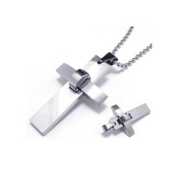 Collar Con Colgante De Cruz De Titanio Puro Y Plata Para Hombre Y Niño