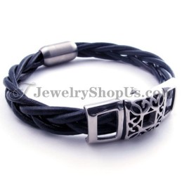 Elegante Pulsera De Cuero De Titanio