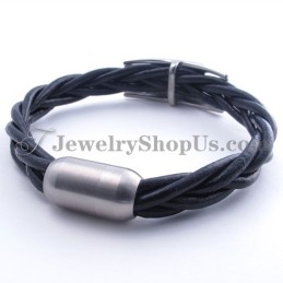 Elegante Pulsera De Cuero De Titanio