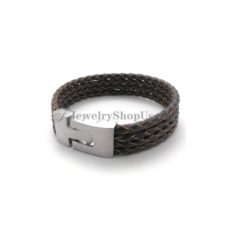 Elegante Pulsera De Cuero Y Titanio Elegante Pulsera De Cuero Y Titanio