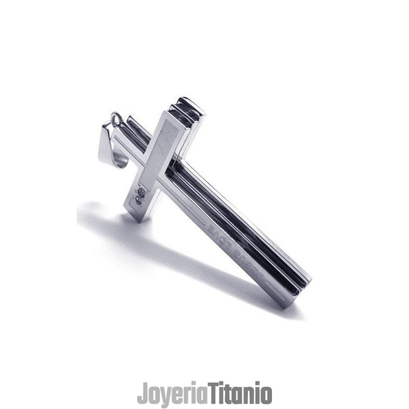 Collar Con Colgante De Cruz De Titanio Puro Y Plata Para Hombre (Nuevo)