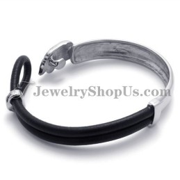 Elegante Pulsera De Cuero Con Titanio