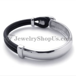 Elegante Pulsera De Cuero Con Titanio