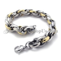 Pulsera De Titanio Y Oro De Moda