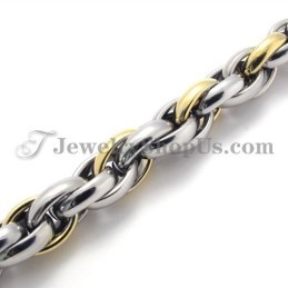 Pulsera De Titanio Y Oro De Moda