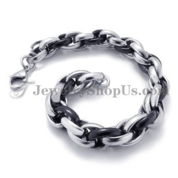 Pulsera De Titanio De Moda Negra Y Plateada